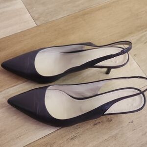 Theory Black Slingback Heels